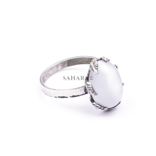 Vintage Real Moonstone Gem Ring 925 Sterling Silver