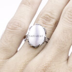 Vintage Real Moonstone Gem Ring 925 Sterling Silver