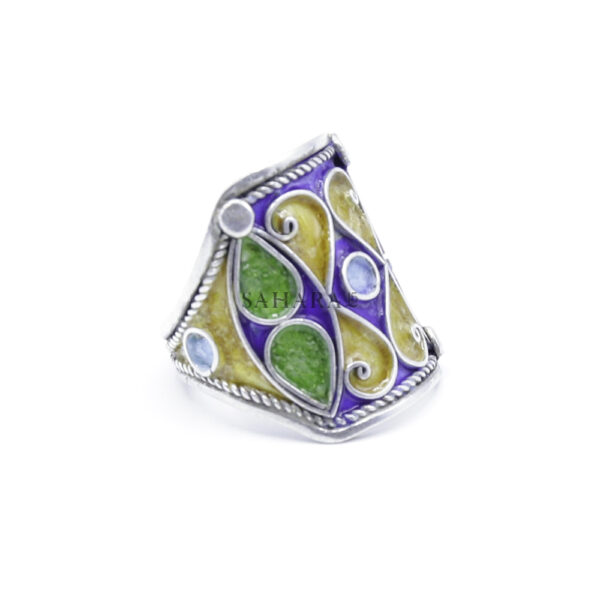 Moroccan enamel Ring, 925 sterling silver Ring, Berber Ring, Kabyle Ring, multi-color ring