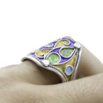 Moroccan enamel Ring, 925 sterling silver Ring, Berber Ring, Kabyle Ring, multi-color ring