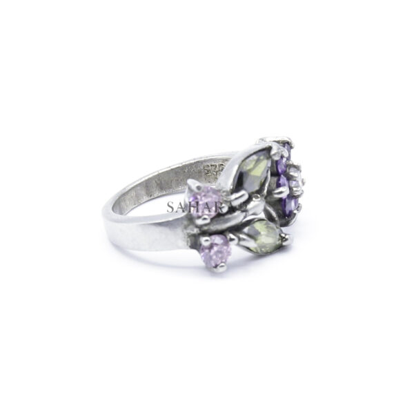 Amethyst and Peridots Ring, Peridots Ring, Amethyst Ring, Woman's Amethyst Ring, Artisan Jewelry, 925 Sterling Silver