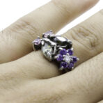 Amethyst and Peridots Ring, Peridots Ring, Amethyst Ring, Woman's Amethyst Ring, Artisan Jewelry, 925 Sterling Silver