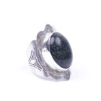 Green Jade Oxidized Ring, Oval Ring, Green Stone, Artisan Jewelry, 925 Sterling Silver