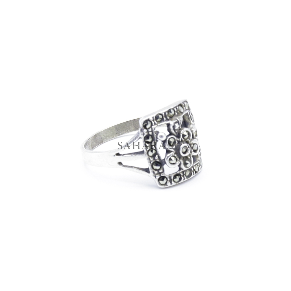 Marcasite Ring, Marcasite Flower Ring, Handmade Ring, Artisan Jewelry, 925 Sterling Silver