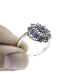 Marcasite with Blue Cz Stone Ring, Blue Cz Stone Ring, Handmade Ring, Artisan Jewelry, 925 Sterling Silver