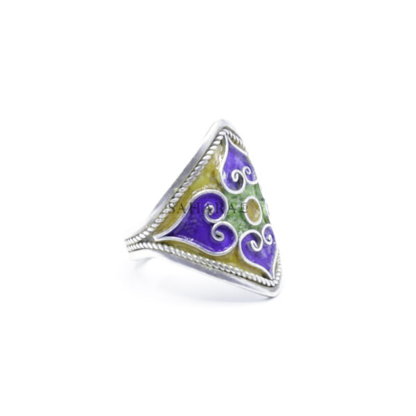 Moroccan Enamel Ring, Kabyle Ring, Berber Ring, Handmade Ring, Artisan Jewelry, 925 Sterling Silver