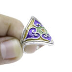 Moroccan Enamel Ring, Kabyle Ring, Berber Ring, Handmade Ring, Artisan Jewelry, 925 Sterling Silver