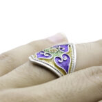 Moroccan Enamel Ring, Kabyle Ring, Berber Ring, Handmade Ring, Artisan Jewelry, 925 Sterling Silver