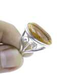 Orange Cowrie Shell Adjustable Ring, Cowrie Shell Ring, Handmade Ring, 925 Sterling Silver