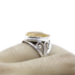 Orange Cowrie Shell Adjustable Ring, Cowrie Shell Ring, Handmade Ring, 925 Sterling Silver