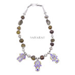 Moroccan Hand of Fatima Necklace Enamel, Handmade ethnic Jewelry, Hamsa Hand Necklace,