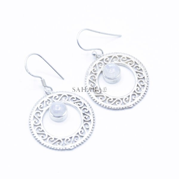 Mother of Pearl Earrings, 925 Sterling Silver, Round Stone Earring, Handcrafted Jewelry, Iridescent Shell Inlay, Boho Chic Wedding