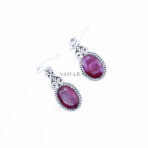 Pink Ruby Earrings, 925 Sterling Silver Gemstone Earrings, Oval Earrings, Pink Earrings For Women, Ruby Jewelry