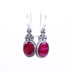 Pink Ruby Earrings, 925 Sterling Silver Gemstone Earrings, Oval Earrings, Pink Earrings For Women, Ruby Jewelry