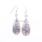 Bali Basket Weave Silver Earrings, Handmade Earring Silver, Weave Pattern Bali Jewelry Artisan Filigree Dangle Jewelry
