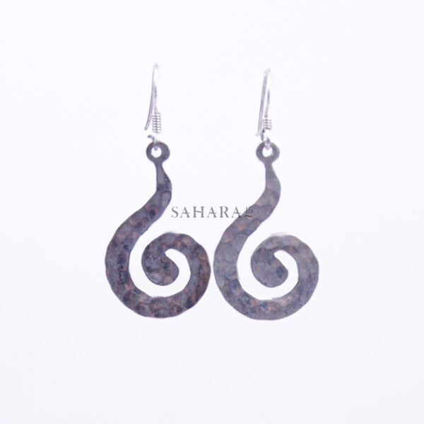 Hammered Silver Spiral Earrings Dangle, Drop Earrings, 925 Sterling Silver Spiral Studs, Boho Statement Gift Earrings
