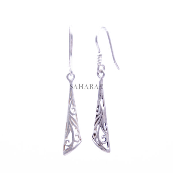 Filigree Cone Dangle Earrings, Drop Earrings, 925 Sterling Silver Dangling Silver Earrings, Boho Statement Gift Earrings
