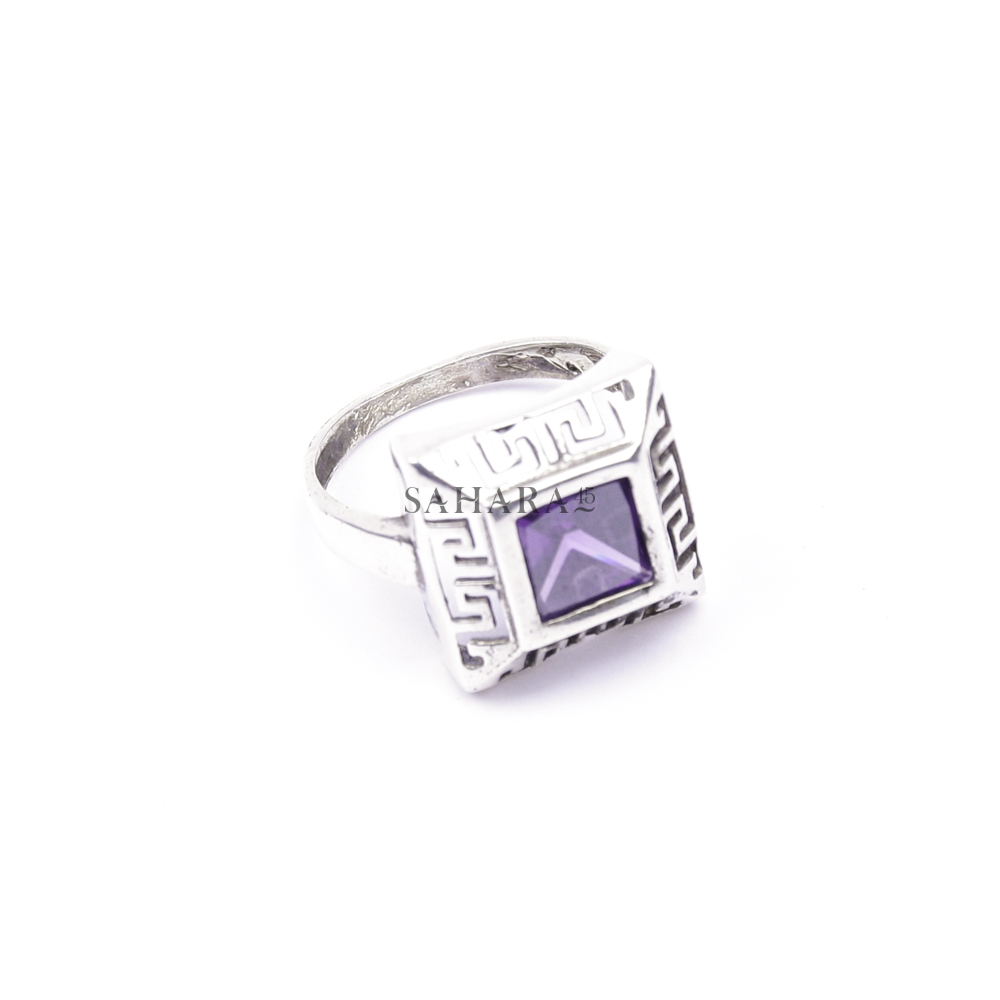 Amethyst Topaz Ring, Purple Cz Stone, Woman's Amethyst Ring, Artisan Jewelry, 925 Sterling Silver