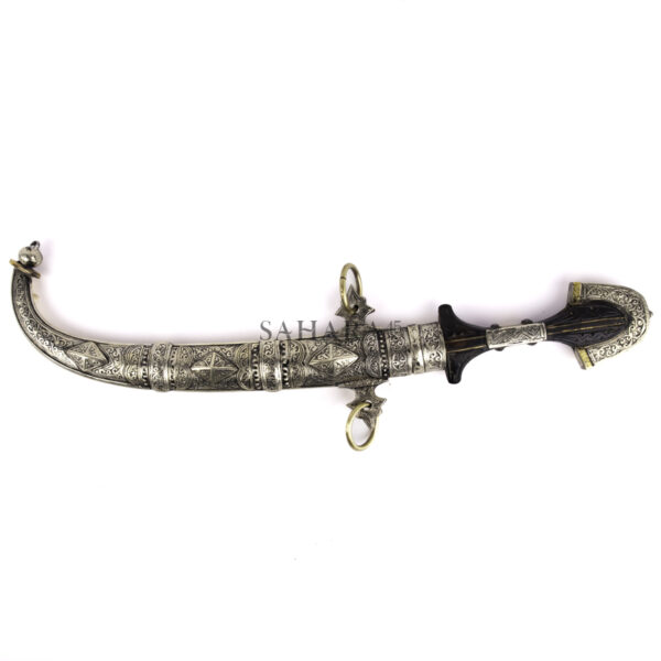 Moroccan Dagger, Jambiya Moroccan Handmade Dagger Black Handle Wooden Knife Stainless Steel, Islamic Authentic Arabic