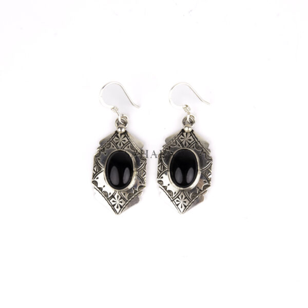 Black Agate Earring, Tuareg Earring, African Earring, Moroccan Earring, Dangle Earring, Handmade Artisan Earring, 925 Silver