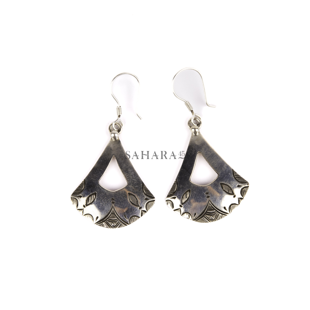Tuareg Earring Silver, Tribal Moroccan Jewelry Ethnic, African Cross Handmade Niger, Vintage Gypsy
