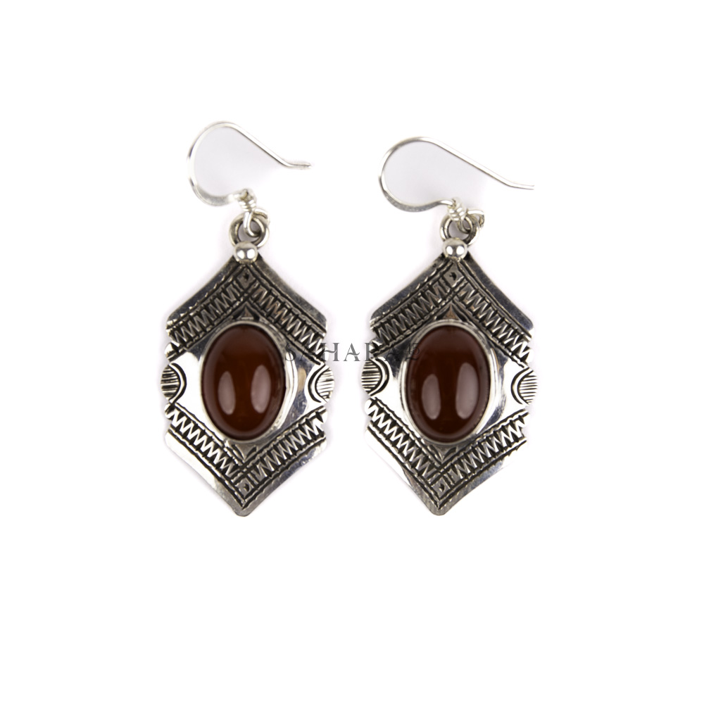 Agate Earring, Tuareg Earring, Earring Tuareg, African Earring, Moroccan Earring, Dangle Earring, Handmade Artisan Earring, 925 Silver