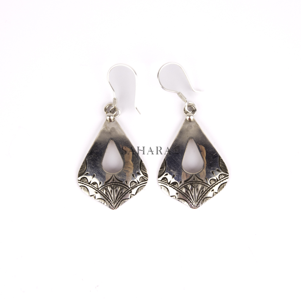 Tuareg Earring Silver, Tribal Moroccan Jewelry Ethnic, African Cross Handmade, Vintage Gypsy