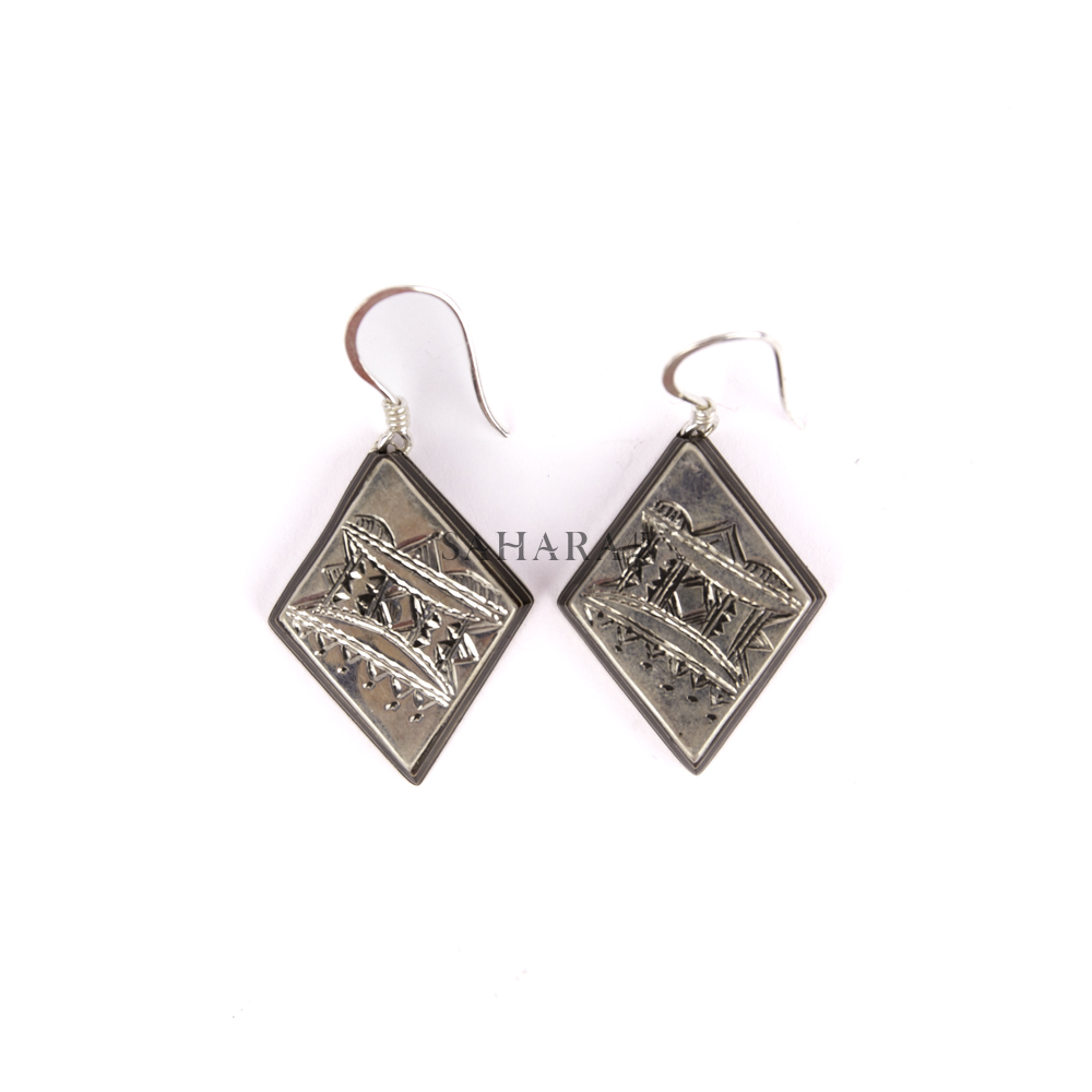 Ebony Earring, Tuareg Earring, African Earring, Moroccan Earring, Vintage Earring, Handmade Artisan Earring, 925 Silver