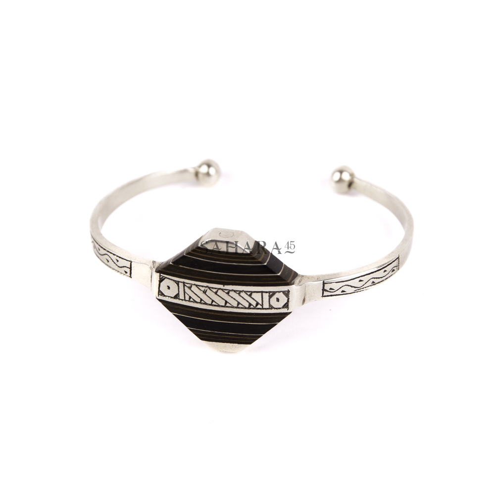 Tuareg Bracelet with Ebony Wood, Bracelet Tuareg, African Bracelet, Moroccan Bracelet, Ebony Bracelet, Handmade Artisan Bracelet, 925 Silver