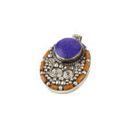 Tibetan Pendant, Handmade Tibetan, Lapis Lazuli Stone, Coral Tibetan Jewelry