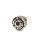 Ebony Ring with Chevron Bead, Engraved Tuareg Ring, Handmade Tuareg Silver Circular Ring.