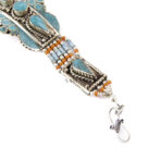 Turquoise, Red Coral, Bracelet Tibetan Silver Handmade Jewelry Ethnic Tribal Nepalese Bracelet Nepali
