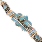 Turquoise, Red Coral, Bracelet Tibetan Silver Handmade Jewelry Ethnic Tribal Nepalese Bracelet Nepali