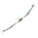 Turquoise, Red Coral, Bracelet Tibetan Silver Handmade Beaded Jewelry Ethnic Tribal Nepalese Bracelet Nepali
