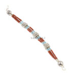 Red Coral, Turquoise Bracelet Tibetan Silver Bracelet Handmade Beaded Jewelry Ethnic Tribal Nepalese Bracelet Nepali