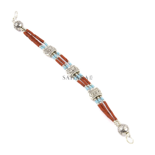 Red Coral, Turquoise Bracelet Tibetan Silver Bracelet Handmade Beaded Jewelry Ethnic Tribal Nepalese Bracelet Nepali