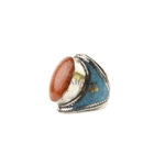 Tibetan Ring, Handmade Tibetan, Red Coral With Turquoise Ring Tibetan Jewelry