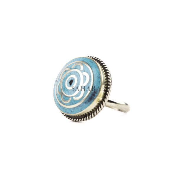 Tibetan Ring, Handmade Tibetan, Turquoise Ring, Round Ring, Tibetan Jewelry