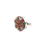 Tibetan Ring, Handmade Tibetan, Red Coral With Turquoise Ring Tibetan Jewelry