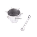 Mortar and Pestle Sets Mehraz Handmade Silver mortar and pestle in new look Authentic Moroccan Craftsmanship.